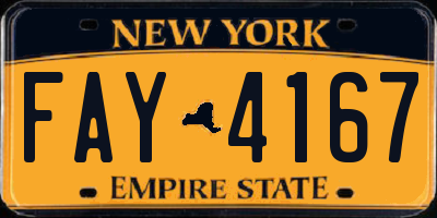 NY license plate FAY4167