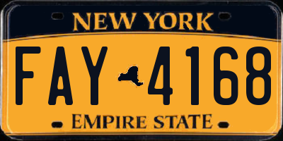 NY license plate FAY4168