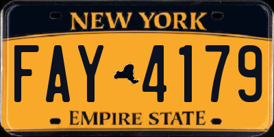NY license plate FAY4179