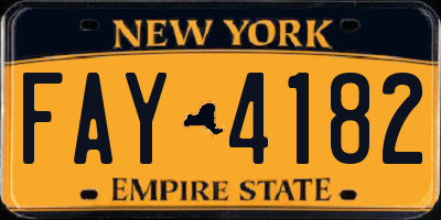 NY license plate FAY4182