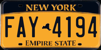 NY license plate FAY4194