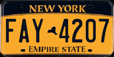 NY license plate FAY4207