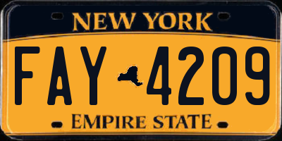 NY license plate FAY4209