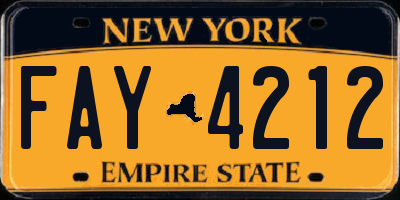 NY license plate FAY4212