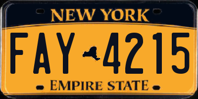 NY license plate FAY4215