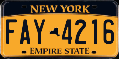 NY license plate FAY4216