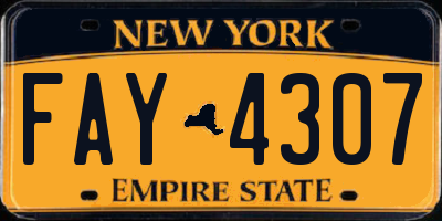 NY license plate FAY4307