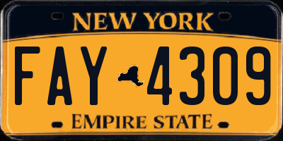 NY license plate FAY4309