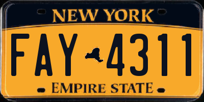 NY license plate FAY4311