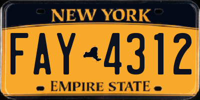 NY license plate FAY4312