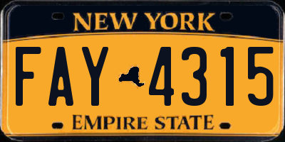 NY license plate FAY4315