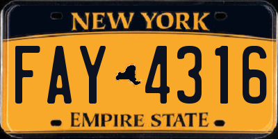 NY license plate FAY4316