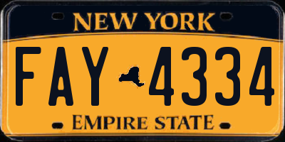 NY license plate FAY4334