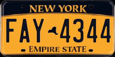 NY license plate FAY4344