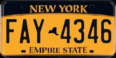 NY license plate FAY4346