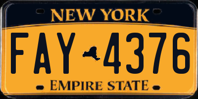 NY license plate FAY4376