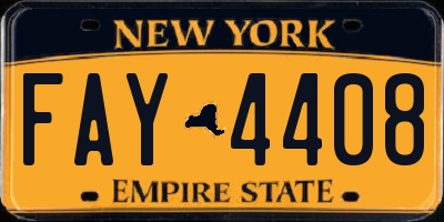NY license plate FAY4408