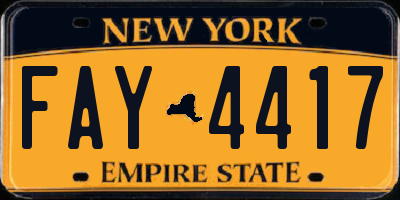 NY license plate FAY4417