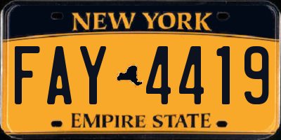 NY license plate FAY4419