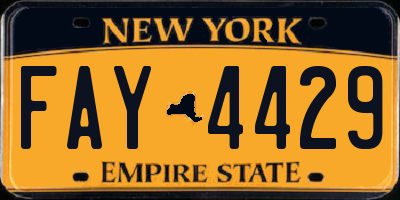 NY license plate FAY4429