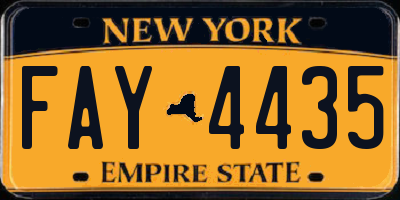 NY license plate FAY4435