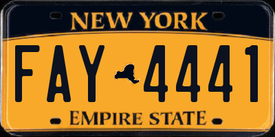 NY license plate FAY4441