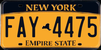 NY license plate FAY4475