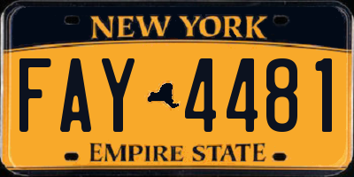 NY license plate FAY4481