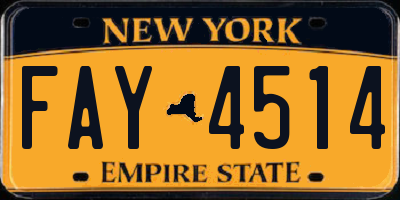 NY license plate FAY4514