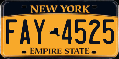NY license plate FAY4525