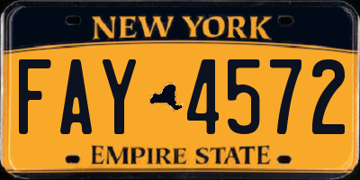 NY license plate FAY4572