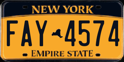 NY license plate FAY4574