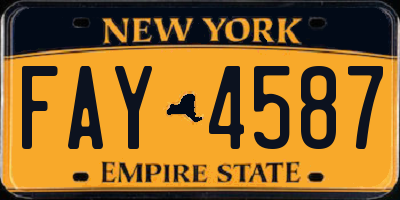 NY license plate FAY4587
