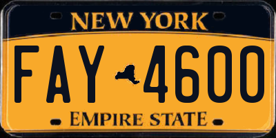 NY license plate FAY4600