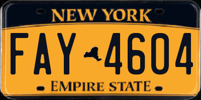 NY license plate FAY4604