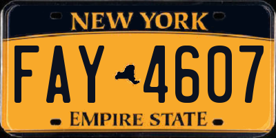 NY license plate FAY4607