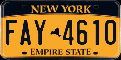 NY license plate FAY4610