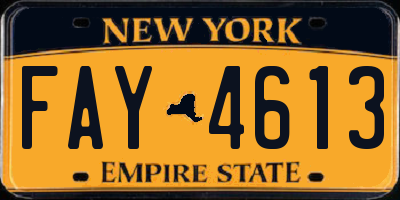 NY license plate FAY4613