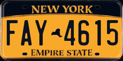 NY license plate FAY4615