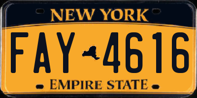 NY license plate FAY4616