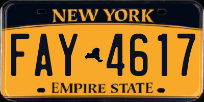 NY license plate FAY4617