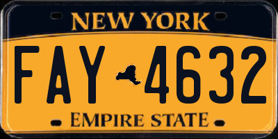 NY license plate FAY4632