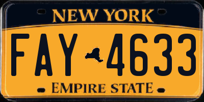 NY license plate FAY4633