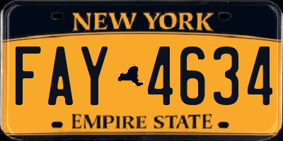 NY license plate FAY4634