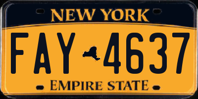 NY license plate FAY4637