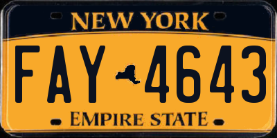 NY license plate FAY4643