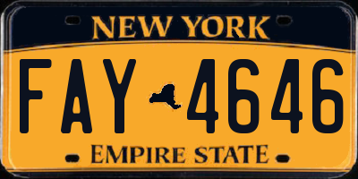 NY license plate FAY4646