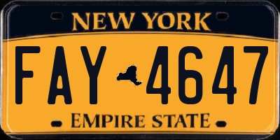 NY license plate FAY4647