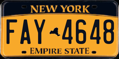 NY license plate FAY4648