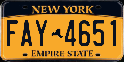 NY license plate FAY4651